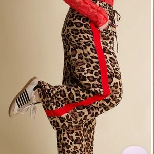 Etta and East Leopard 🐆 Print Pants with Red Stripe- size M